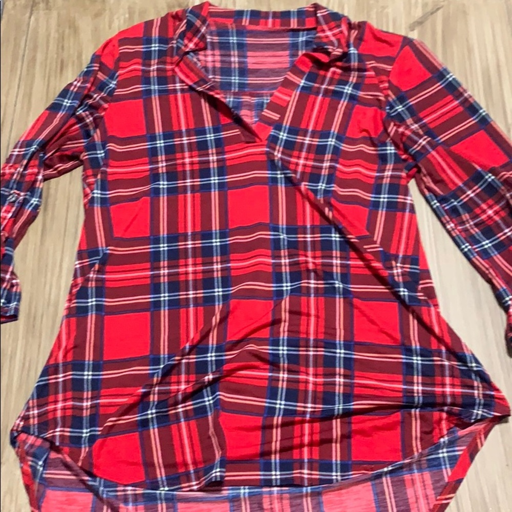 plaid lightweight boutique style shirt